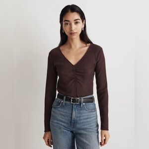 Madewell Brown V-Neck Blouse